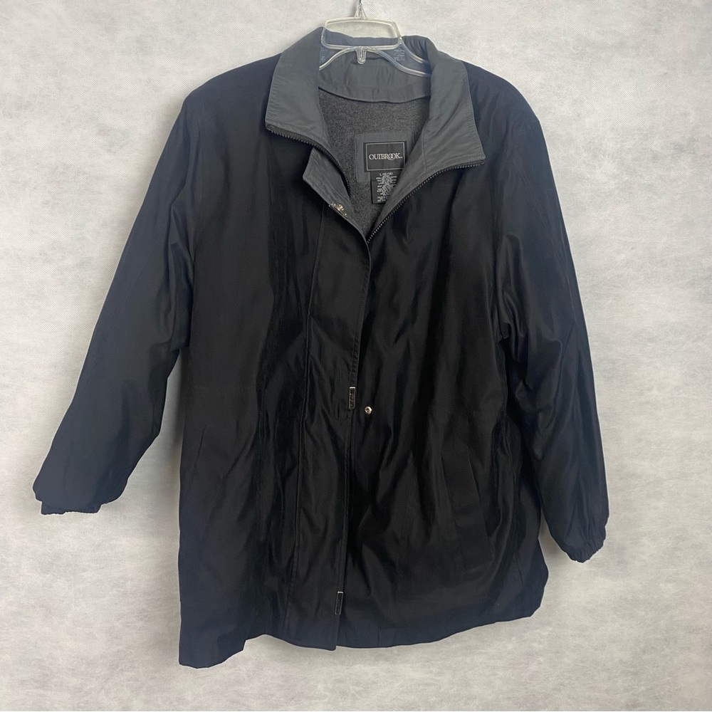 Vintage Outbrook Coat Jacket Ladies Size Large Black Lined Full Zip